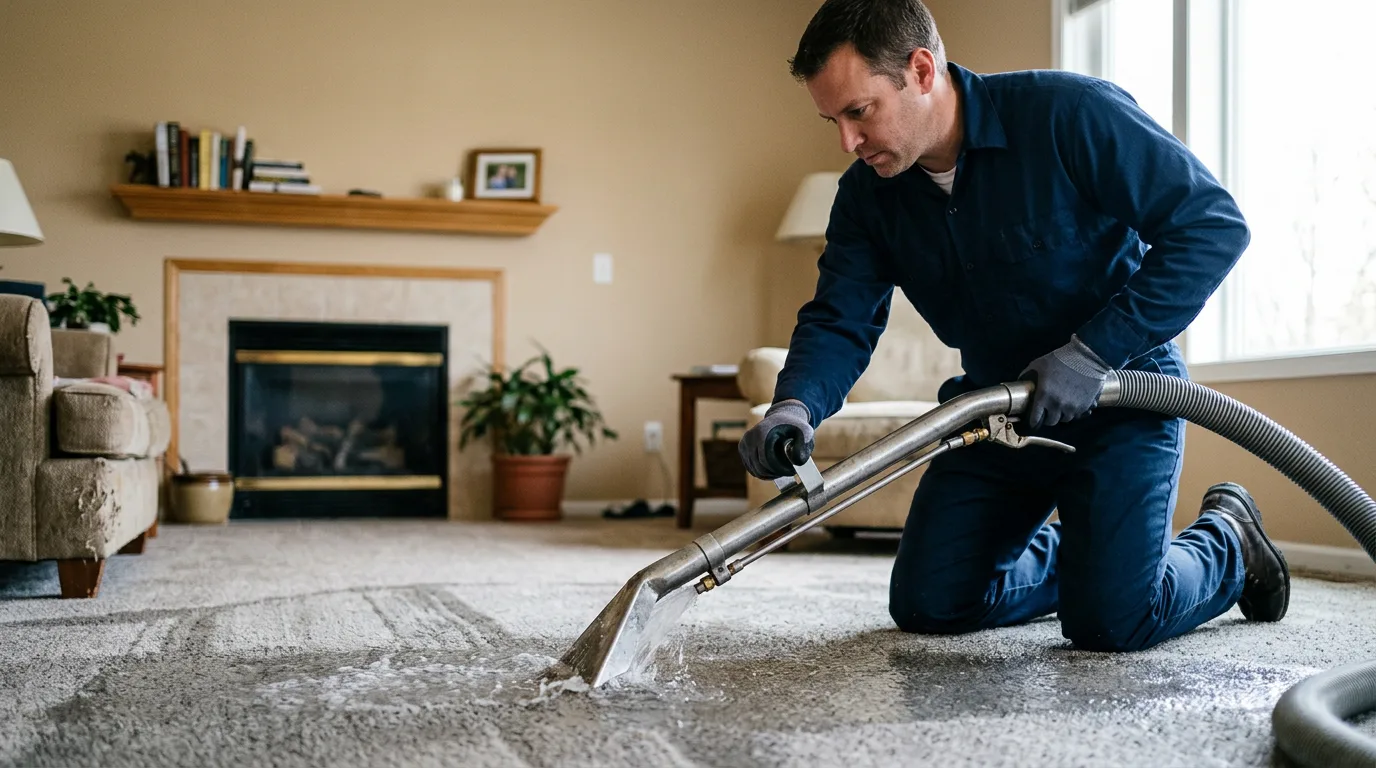 Water damage restoration technician working near Oak Harbor, WA